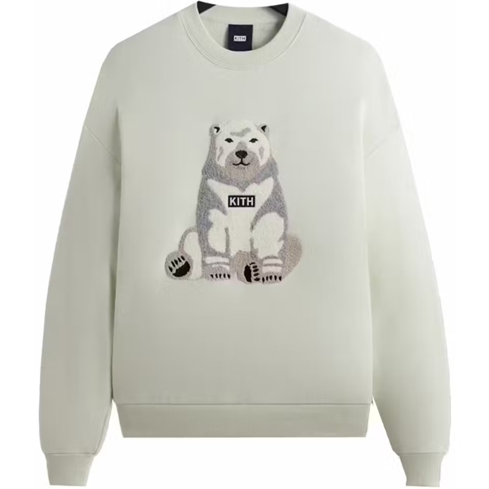 Pale green/cream Kith polar bear crew neck